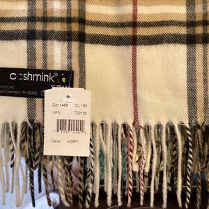 Cashmink by V. Fraser ivory plaid scarf